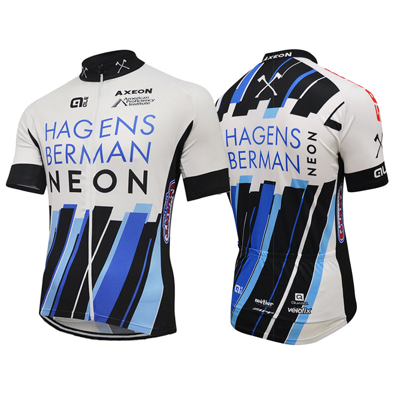 Axeon Hagens Berman Kurzarmtrikot 2017 und Kurze Tragerhose Wei und shwarz